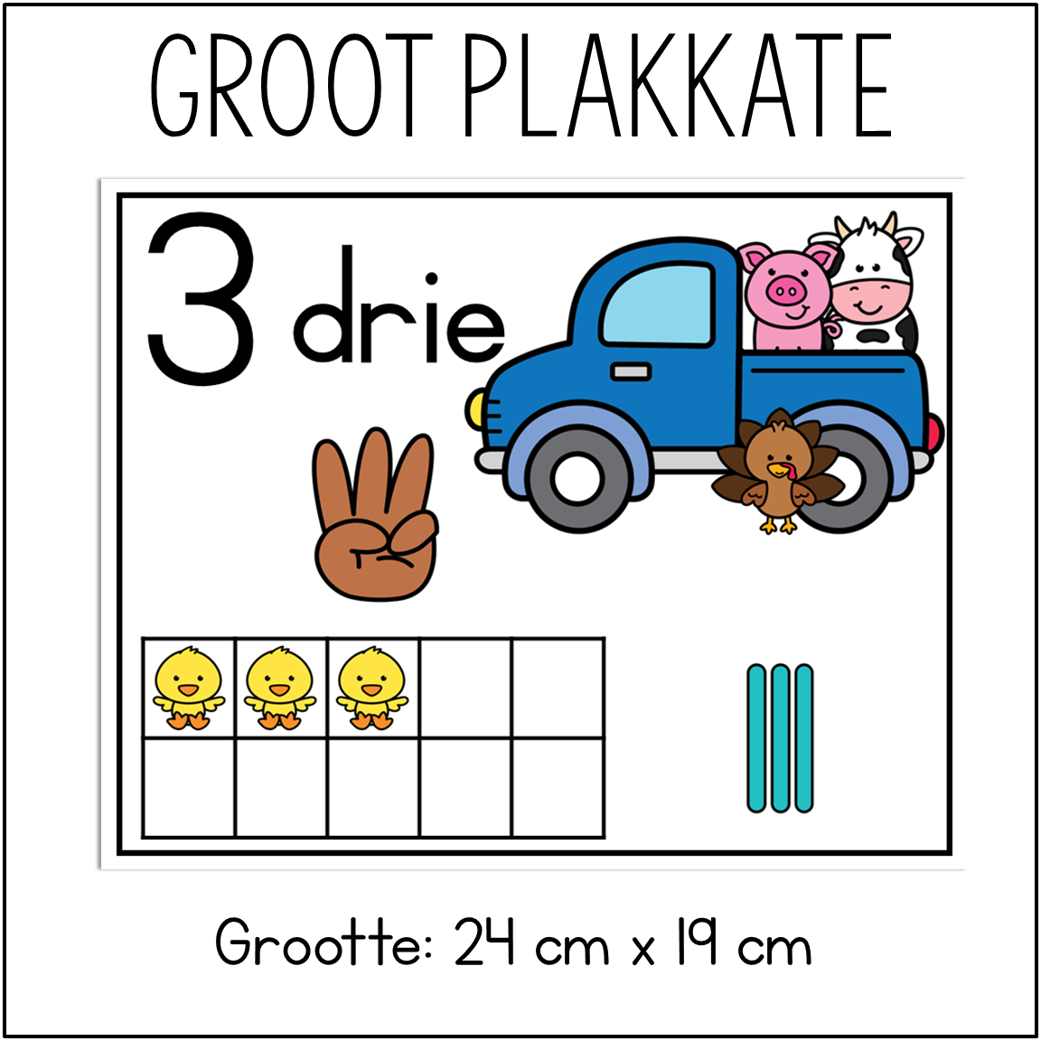 Plaas Tema Getal Plakkate 0–20 | Tienrame | Inkleurboek - Image 2