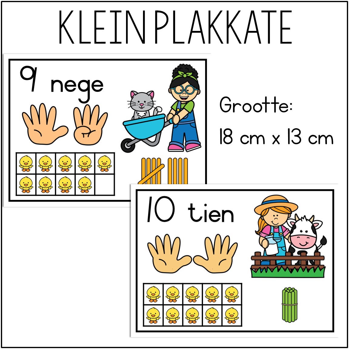 Plaas Tema Getal Plakkate 0–20 | Tienrame | Inkleurboek - Image 3
